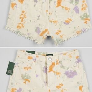 wild fable Cream Tie-Dye Denim Shorts with Orange, Lavender & Sage